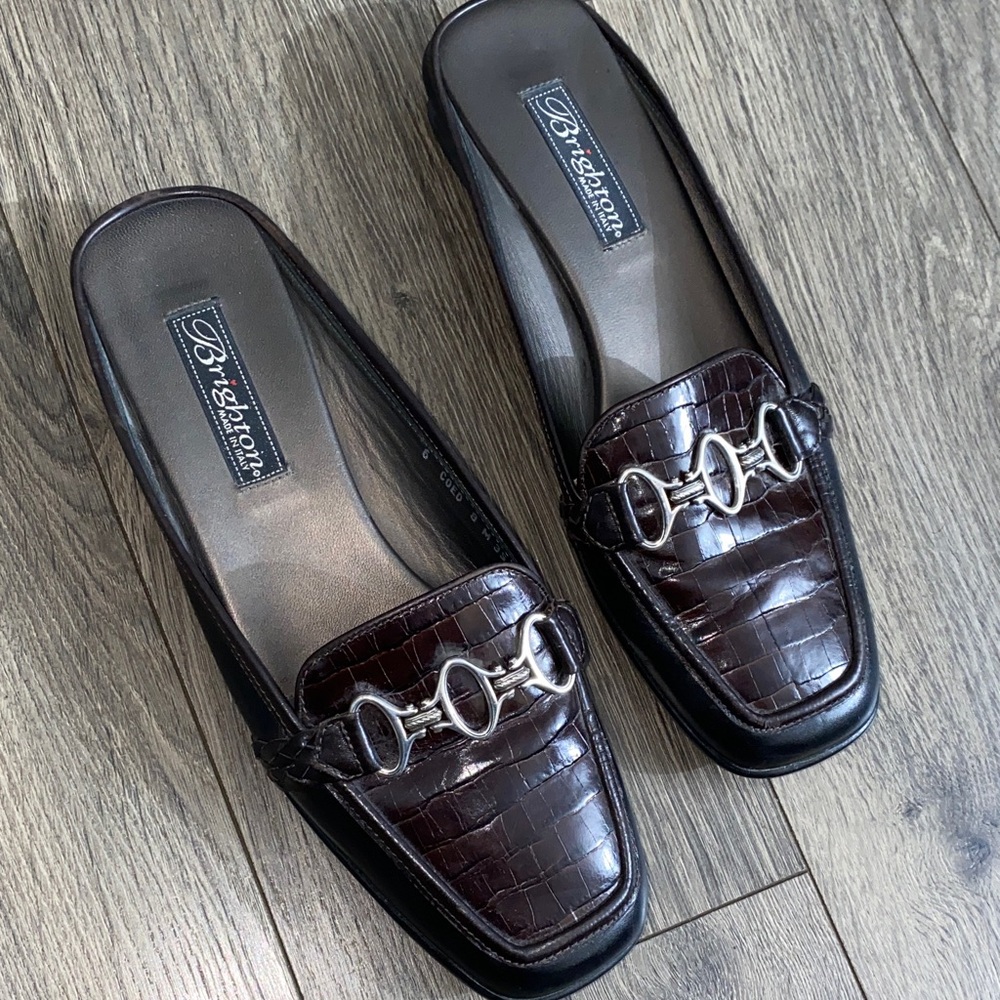 Brighton Croc-Embossed Loafers Mules size 6 COED 8 M 35 comes with dust bag